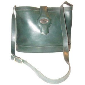 Gucci Britt Forest Green Gold Leather Shoulder Bag Bucket Style Satchel